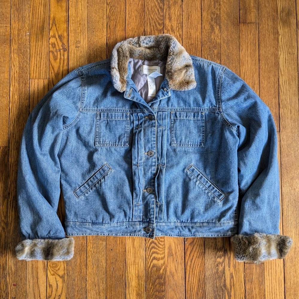 Y2k Faux Fur Trimmed Denim Jean Jacket